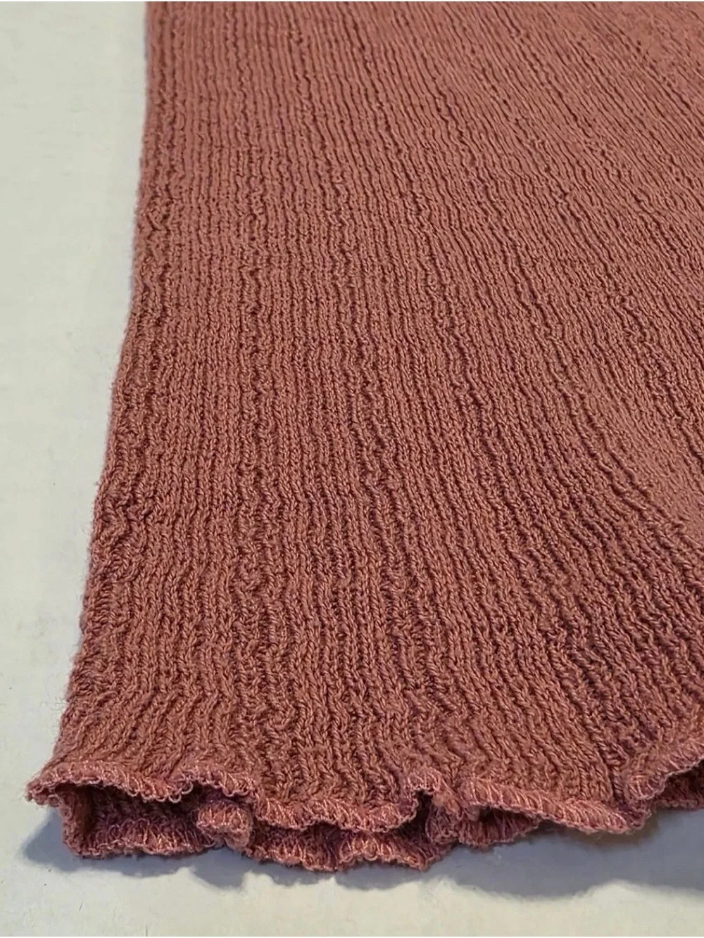 Vintage Free People Dusty Rose Ribbed Knit Top with Flutter Sleeves